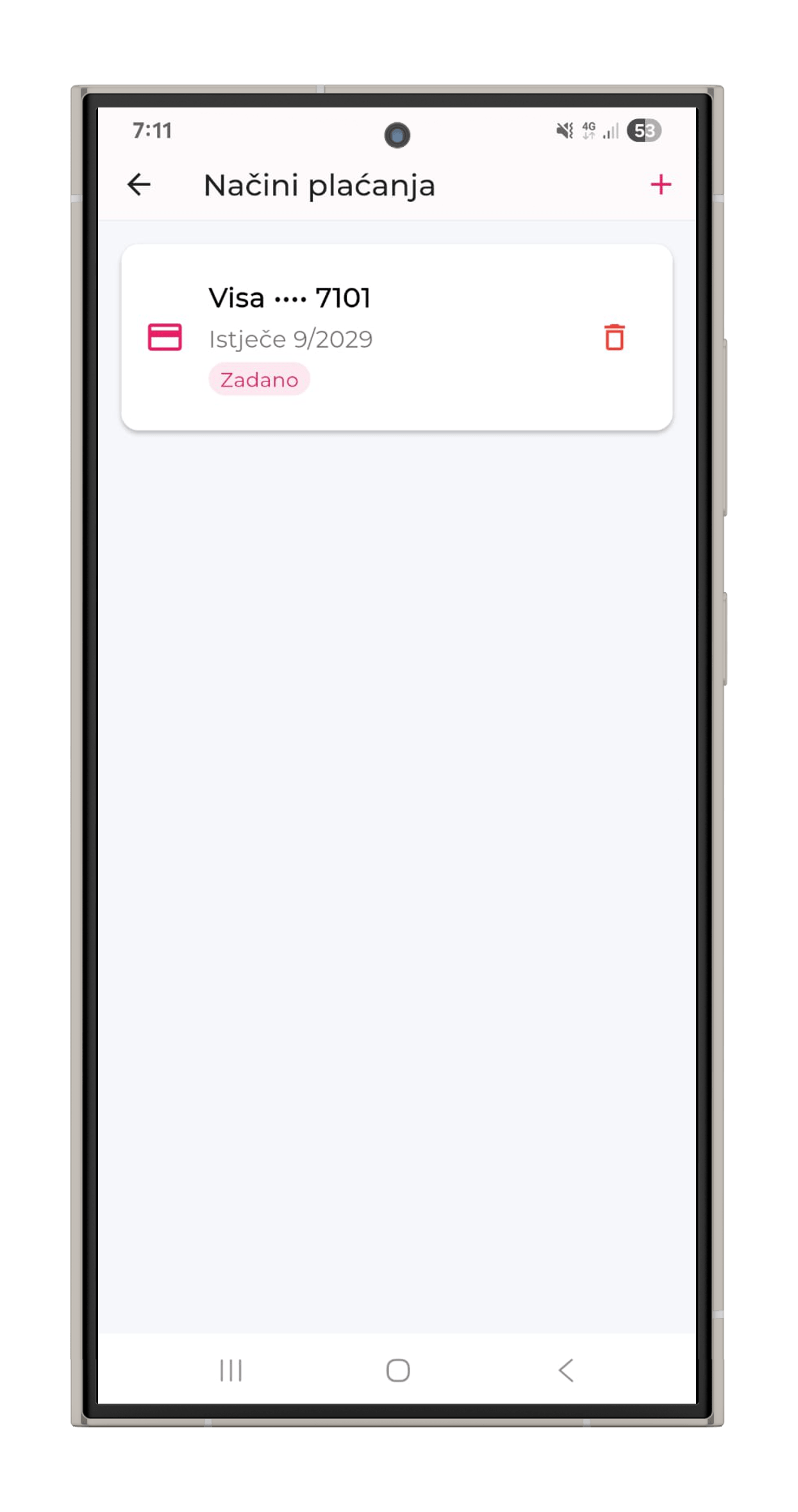 Dodajte plaćanje - Korak 2 aplikacije za sigurno dodavanje načina plaćanja
